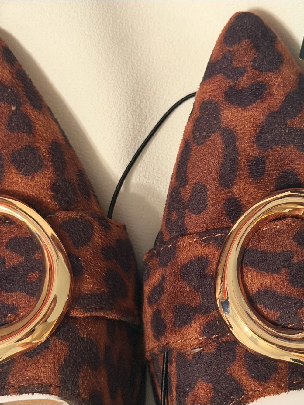 Leopard Print Pointed Mule with Gold Buckle - Picture 3 of 4
